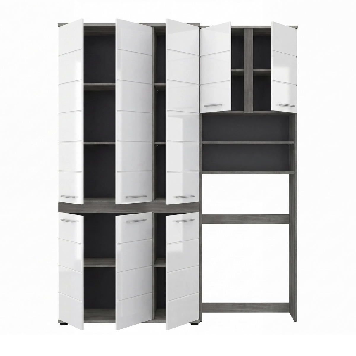 BADEZIMMER 2-teilig  in 153 cm  - Weiß Hochglanz/Silberfarben, Trend, Holzwerkstoff/Kunststoff (153cm) - MID.YOU