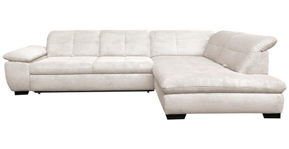 ECKSOFA in Cord Creme  313/242 cm  - Creme/Schwarz, Design, Textil/Metall (313/242cm) - Xora