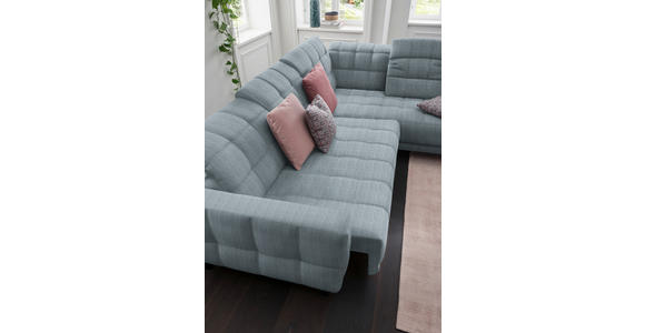 ECKSOFA in Webstoff Hellblau  - Schwarz/Hellblau, Design, Holz/Textil (302/216cm) - Xora