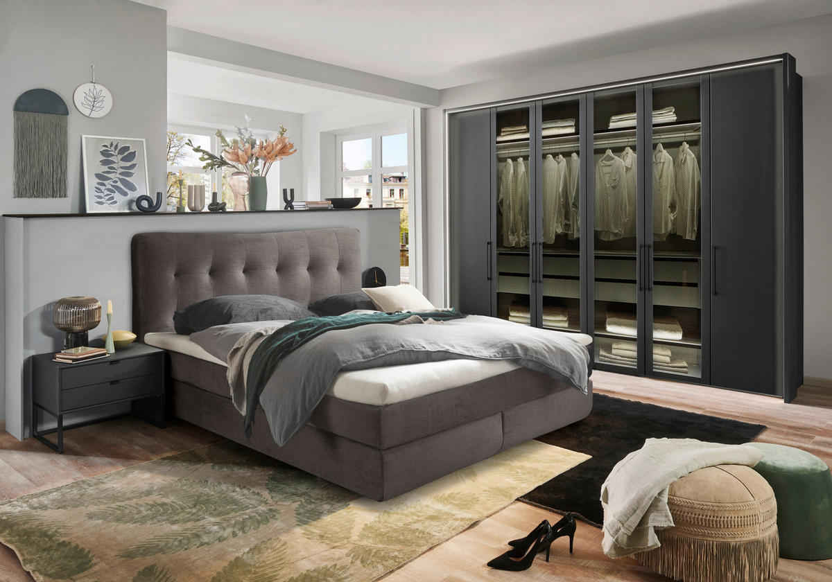 BOXSPRINGBETT 180/200 cm  in Braun  - Schwarz/Braun, Basics, Holzwerkstoff/Kunststoff (180/200cm) - Esposa