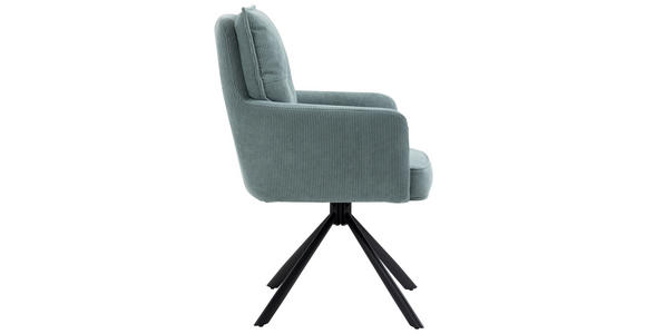 ARMLEHNSTUHL  Stoffauswahl, inklusive Armlehnen, Sitzfläche 180° drehbar Cord  - Schwarz/Hellblau, Design, Textil/Metall (60/95/67cm) - Novel