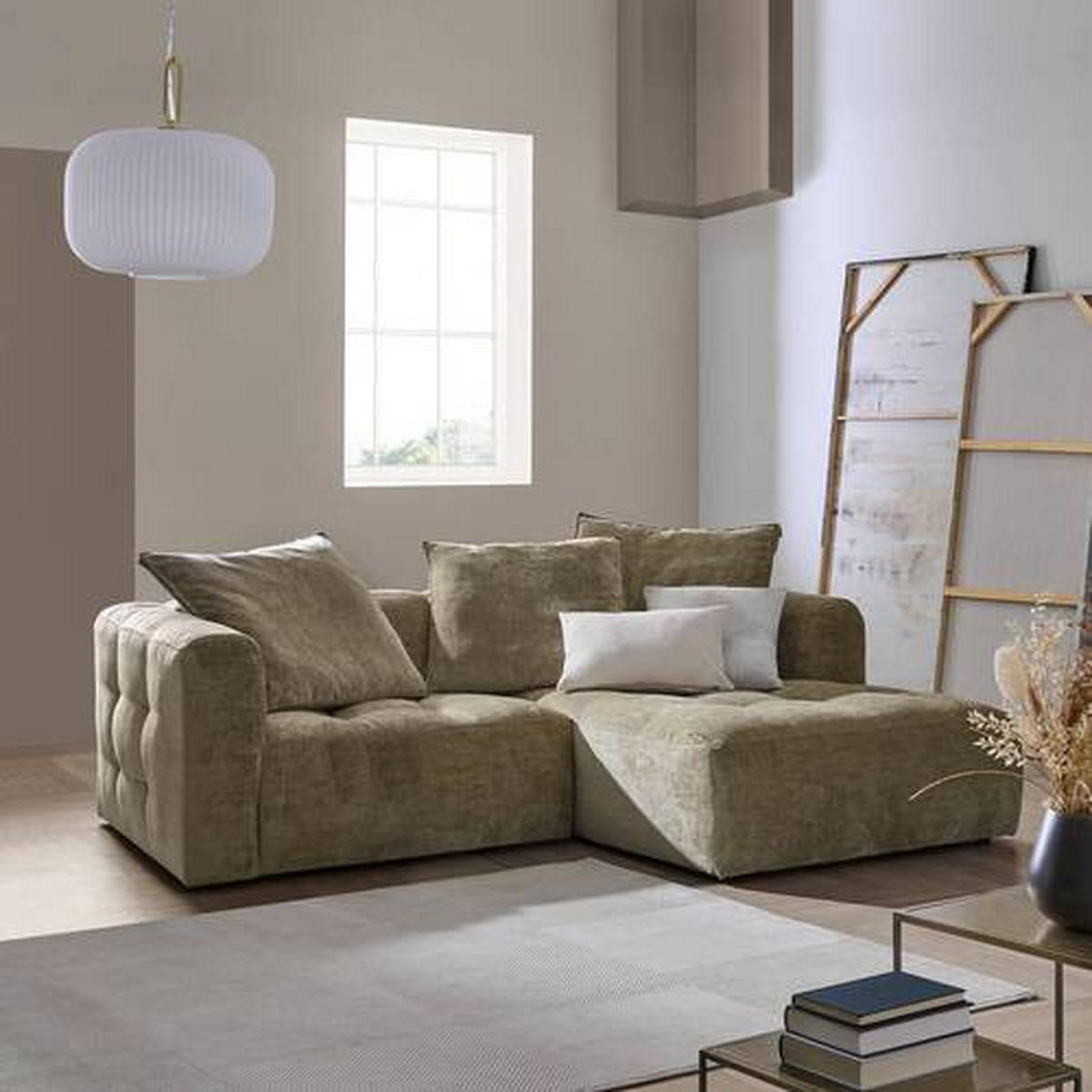 ECKSOFA in Chenille Greige  173/240 cm  - Greige/Schwarz, MODERN, Kunststoff/Textil (173/240cm) - Stylife