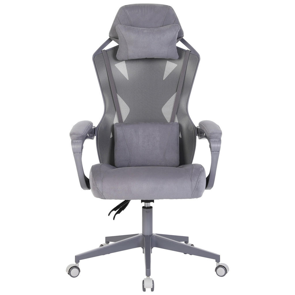 Thumbnail - Mid.you Gamingstuhl, Dunkelgrau, Textil, Metall, Kunststoff, Drehkreuz, 64x117-129x63 cm, Sitzfläche 360° drehbar, Nacke...