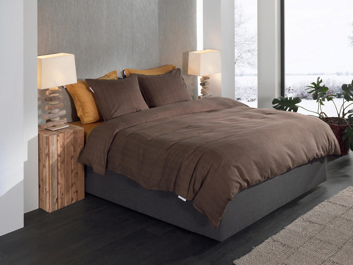 BETTWÄSCHE 2-teilig Spina Flanell 155/220 cm  - Dunkelbraun, Basics, Textil (155/220cm)