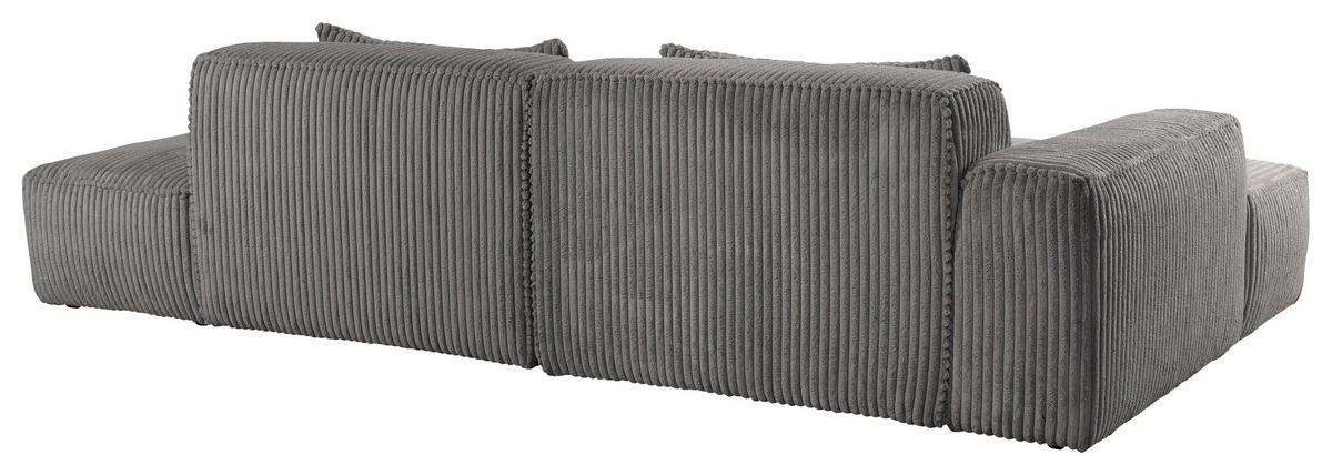 ECKSOFA BILLUND Grau Cord Nierenkissen  - Schwarz/Grau, KONVENTIONELL, Kunststoff/Textil (294/165cm) - Livetastic