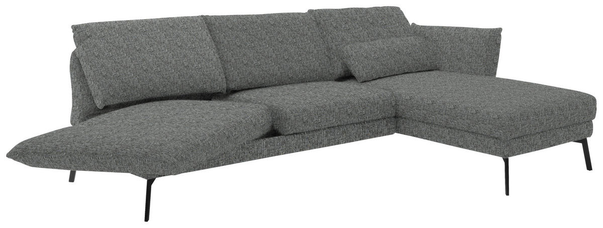 ECKSOFA in Flachgewebe Grau  277/175 cm  - Schwarz/Grau, Design, Textil/Metall (277/175cm) - Schöner Wohnen