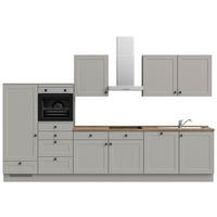 KÜCHENLEERBLOCK 360 cm   in Grau, Eiche dunkel  - Eiche dunkel/Schwarz, MODERN, Holzwerkstoff/Metall (360cm) - Nobilia