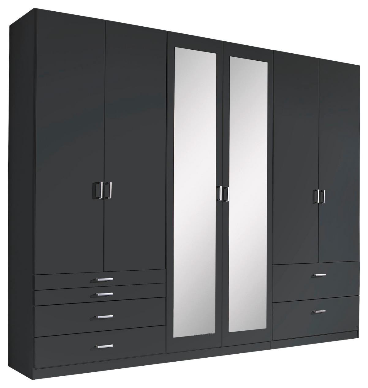 DREHTÜRENSCHRANK 271/229/54 cm,  in Grau, 6-türig  - Alufarben/Grau, Basics, Glas/Holzwerkstoff (271/229/54cm) - Xora