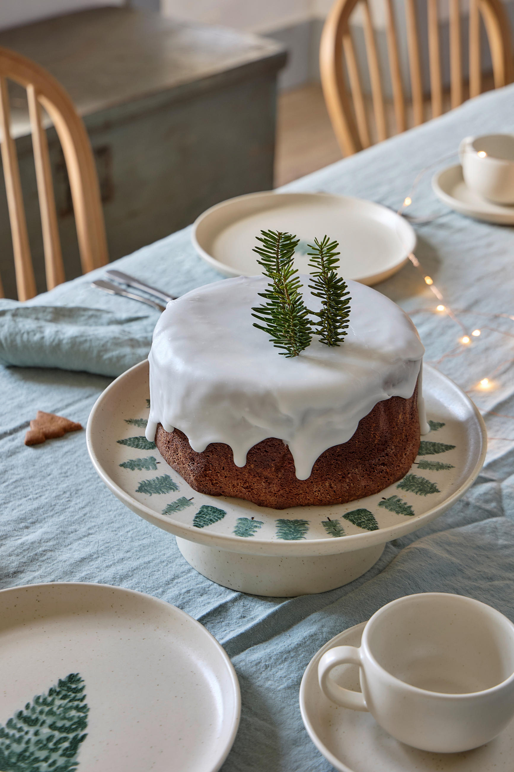 TORTENPLATTE PACIFICA 27 cm  - Waldgrün/Creme, Basics, Keramik (27cm) - Costa Nova