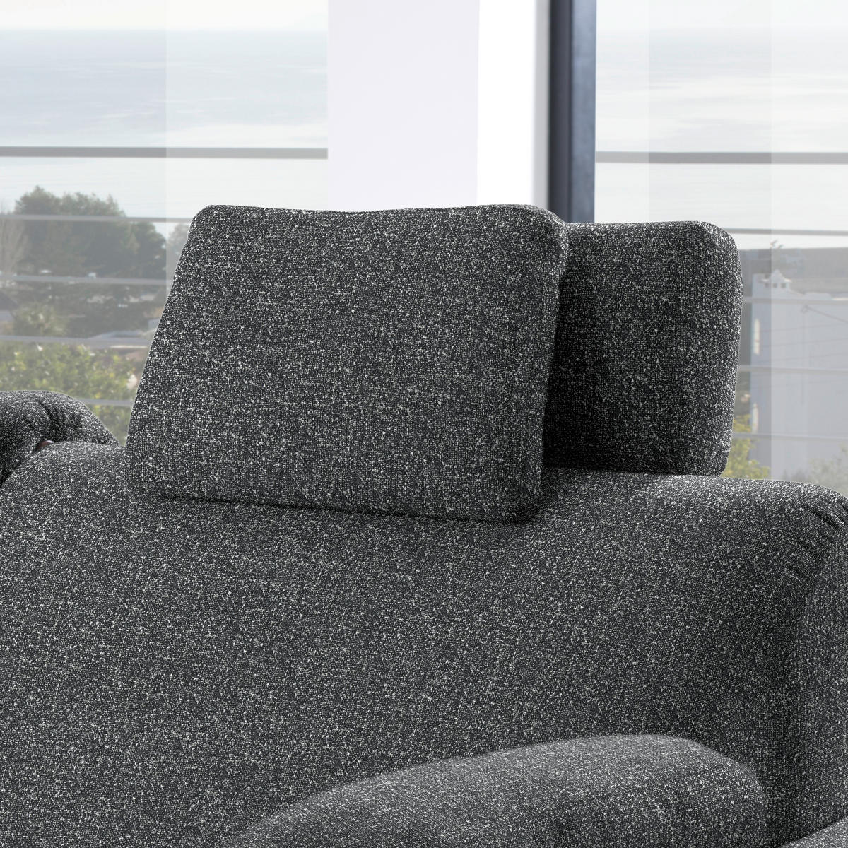 ECKSOFA  in Mikrovelours Anthrazit  203/261 cm  - Eichefarben/Anthrazit, KONVENTIONELL, Holz/Textil (203/261cm) - Sedda