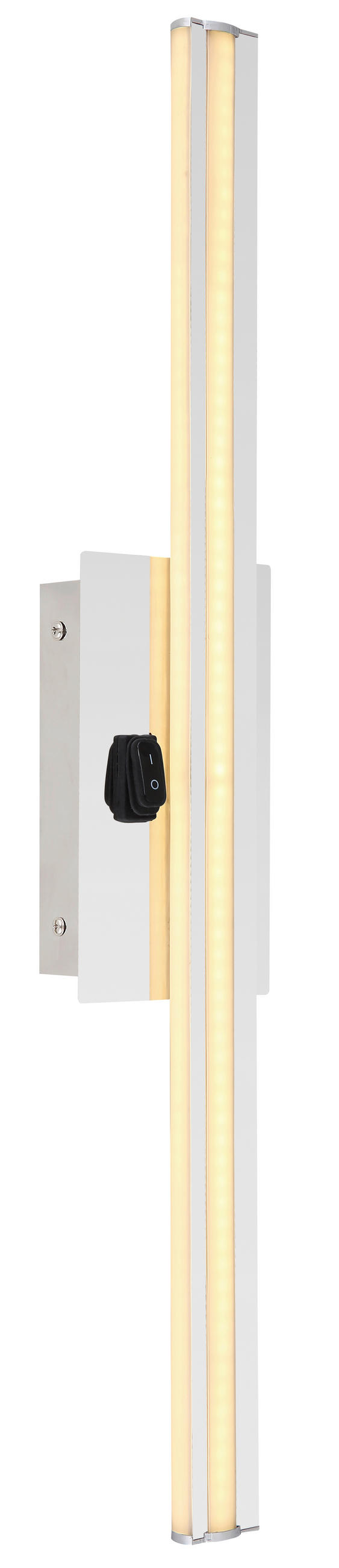 LED FALILÁMPA - krómszínű/opál, Design, műanyag/fém (10/6,2/61cm) - Globo