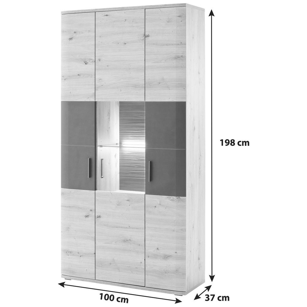 Thumbnail - Livetastic Vitrinenkombination Kigali, Anthrazit, Eiche, Metall, 9 Fächer, 100x198x37 cm, Made in EU, Wohnzimmer, Wohnwä...