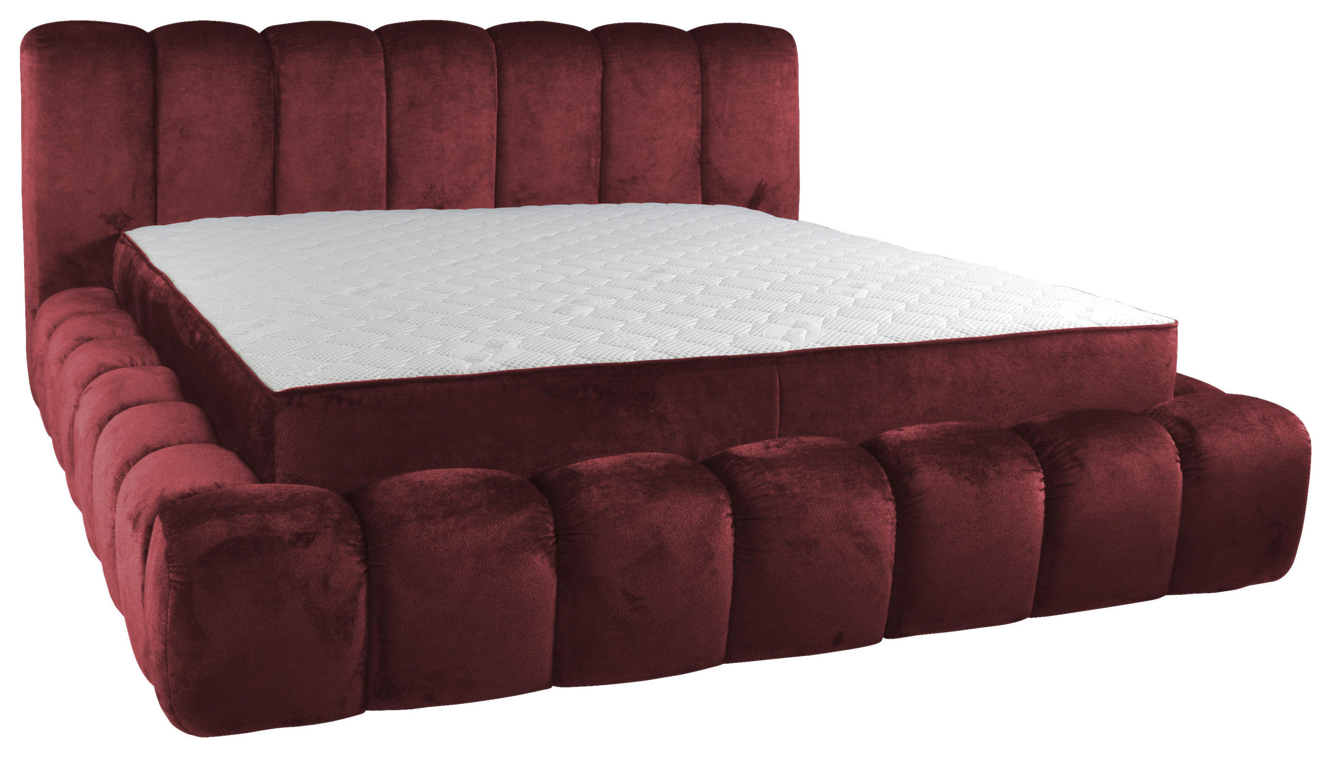 POLSTERBETT Lattenrost, Bettkasten Bordeaux 180/200 cm  - Bordeaux/Birkefarben, Trend, Holz/Kunststoff (180/200cm) - Esposa