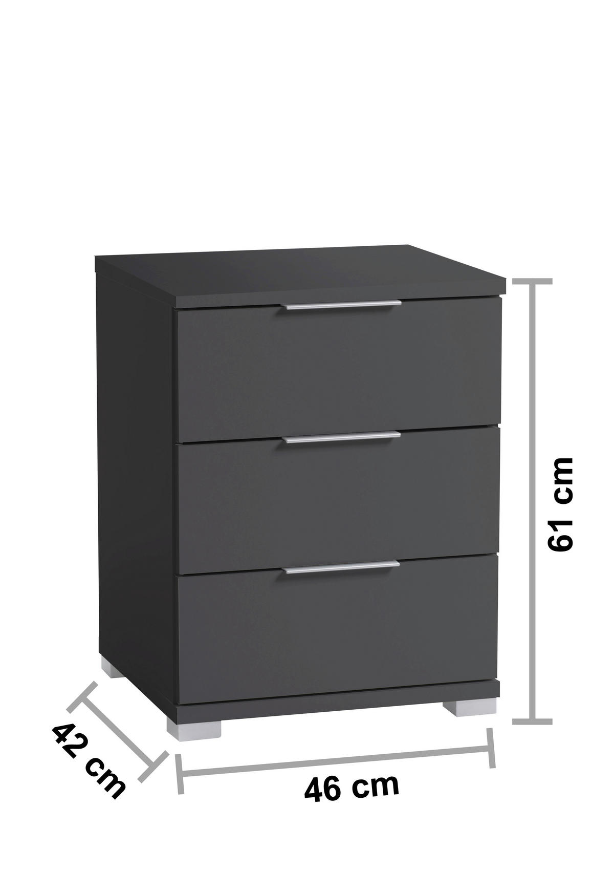 NOĆNI ORMARIĆ boje grafita   - boje grafita/boje aluminija, Konvencionalno, drvni materijal/plastika (46/61/42cm) - Boxxx