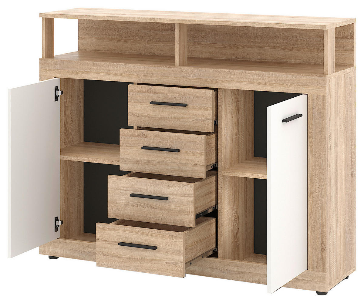 KOMMODE  in 119,5/96,8/32 cm  - Schwarz/Weiß, Design, Holzwerkstoff/Kunststoff (119,5/96,8/32cm) - MID.YOU