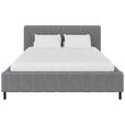 POLSTERBETT gepolstertes Kopfteil, Lattenrost, Bettkasten Hellgrau 180/200 cm  - Hellgrau/Schwarz, Design, Holz/Textil (180/200cm) - Carryhome