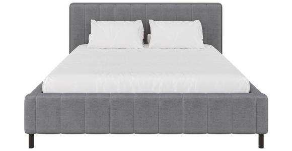 POLSTERBETT gepolstertes Kopfteil, Lattenrost, Bettkasten Hellgrau 180/200 cm  - Hellgrau/Schwarz, Design, Holz/Textil (180/200cm) - Carryhome