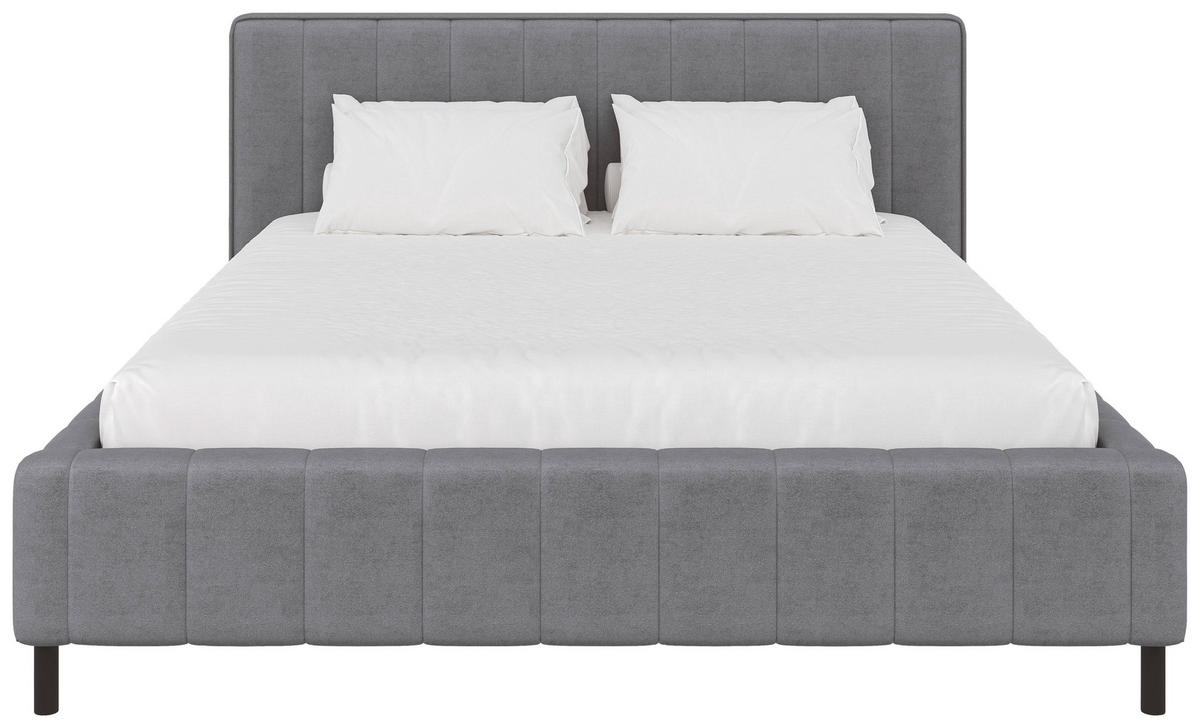 POLSTERBETT 180/200 cm  Hellgrau  - Hellgrau/Schwarz, Design, Holz/Textil (180/200cm) - Carryhome