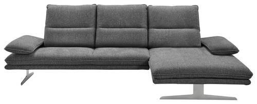 ECKSOFA Anthrazit Webstoff  - Chromfarben/Anthrazit, Design, Textil (291/164cm) - Chilliano
