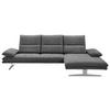 ECKSOFA in Webstoff Anthrazit  - Chromfarben/Anthrazit, Design, Textil/Metall (291/164cm) - Chilliano