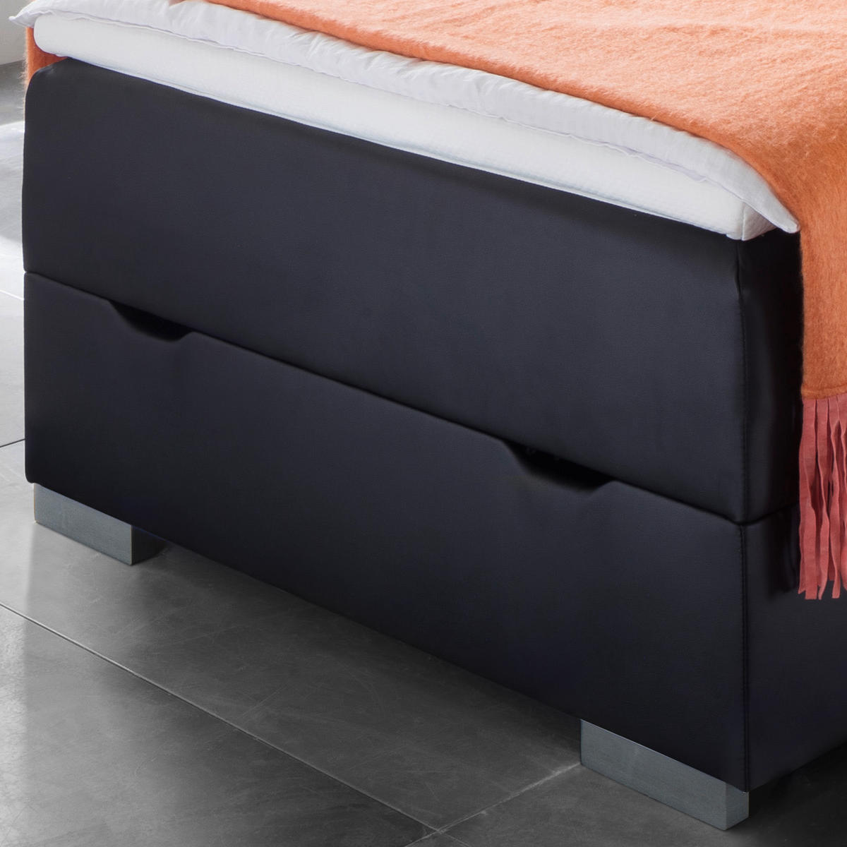 BOXBETT 140/200 cm  in Schwarz  - Edelstahlfarben/Schwarz, MODERN, Kunststoff/Textil (140/200cm) - Livetastic