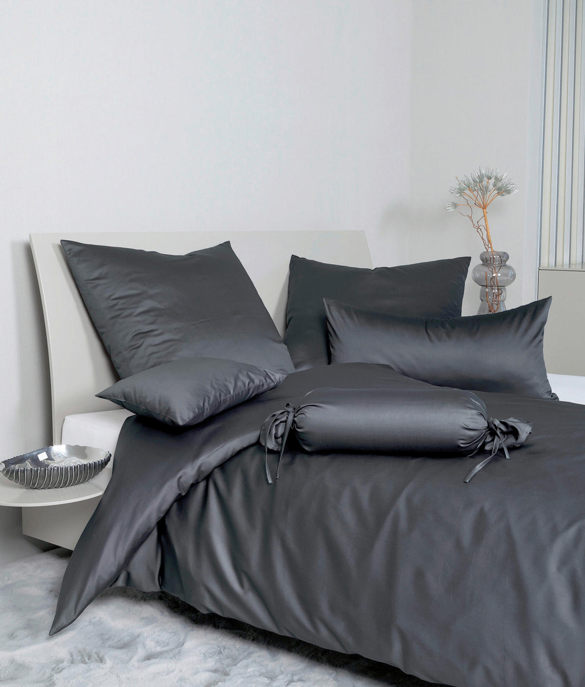 BETTWÄSCHE Giacomo Makosatin 135/200 cm  - Titanfarben, Basics, Textil (135/200cm) - Janine