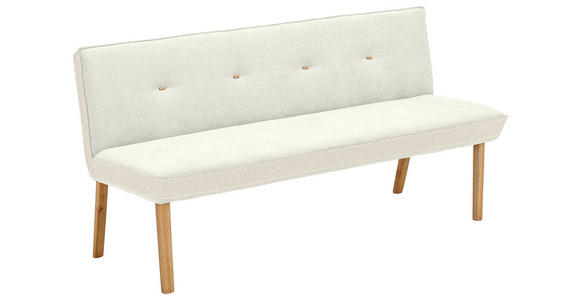 SITZBANK 180/88/63 cm Webstoff, Mikrofaser Creme Eiche vollmassiv - Eichefarben/Creme, Design, Holz/Textil (180/88/63cm) - Linea Natura