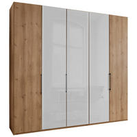 FALTTÜRENSCHRANK  in Weiß, Eiche Bianco  - Schieferfarben/Eiche Bianco, KONVENTIONELL, Glas/Holzwerkstoff (250/216/58cm) - Dieter Knoll