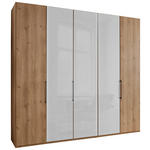 FALTTÜRENSCHRANK  in Weiß, Eiche Bianco  - Schieferfarben/Eiche Bianco, KONVENTIONELL, Glas/Holzwerkstoff (250/216/58cm) - Dieter Knoll