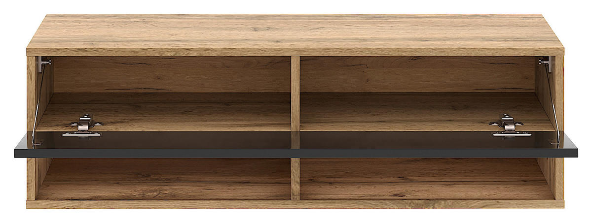 LOWBOARD DERBY  in 100/31,5/32,5 cm  - Schwarz Hochglanz/Eiche Wotan, Design, Holzwerkstoff (100/31,5/32,5cm) - Livetastic