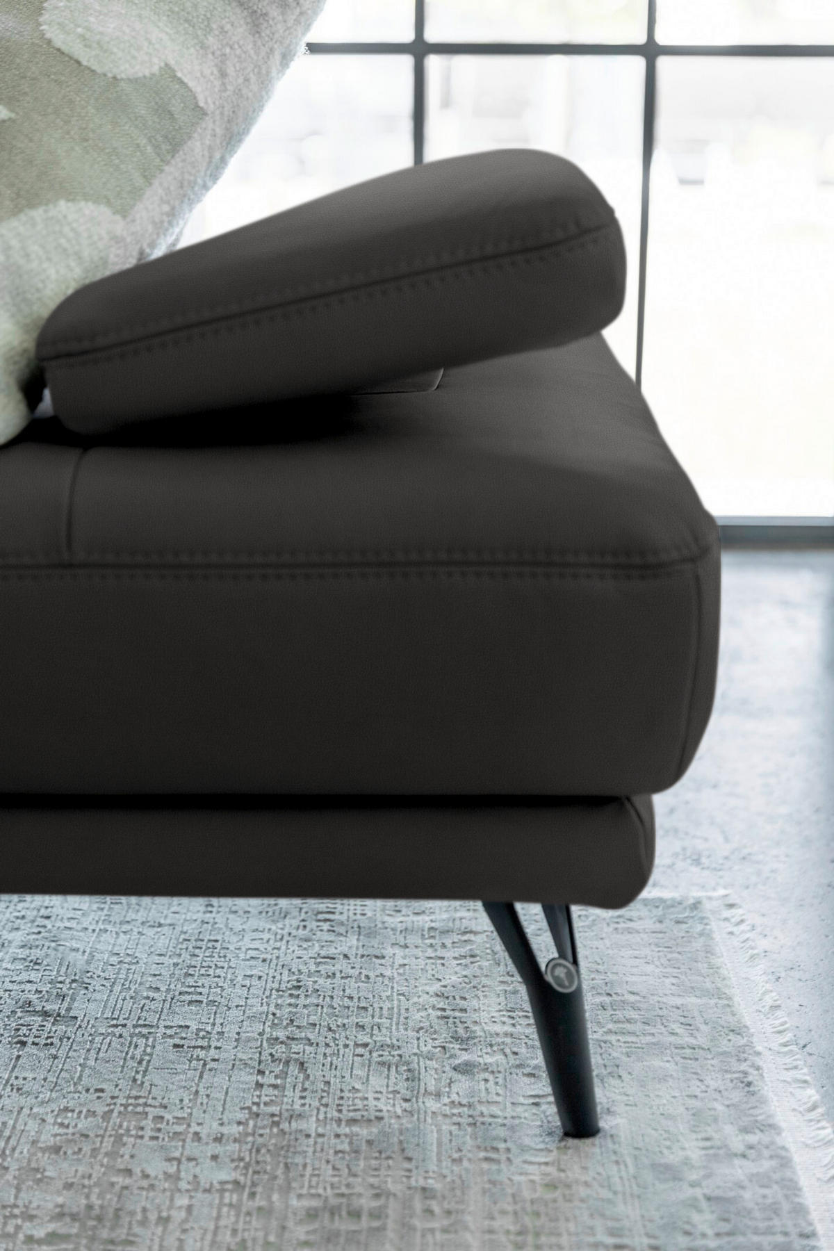 ECKSOFA Echtleder Dunkelgrau  - Dunkelgrau/Schwarz, Konventionell, Leder/Metall (301/180cm) - Joop!