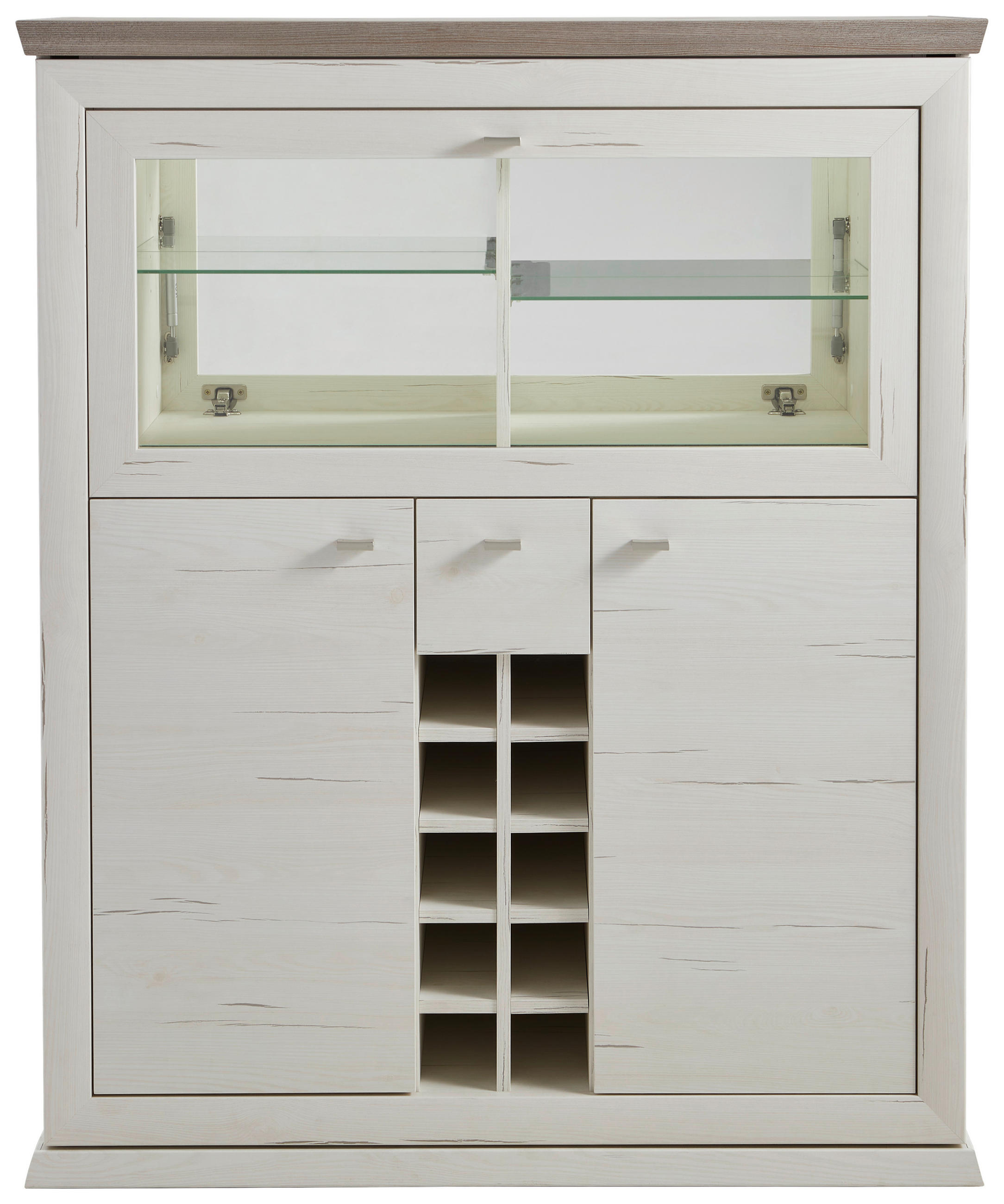 BARSCHRANK Grau, Weiß - Weiß/Grau, LIFESTYLE, Glas/Holzwerkstoff (110,2/134,4/43cm) - Hom`in