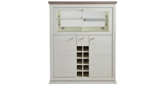 BARSCHRANK Grau, Weiß  - Weiß/Grau, LIFESTYLE, Glas/Holzwerkstoff (110,2/134,4/43cm) - Hom`in