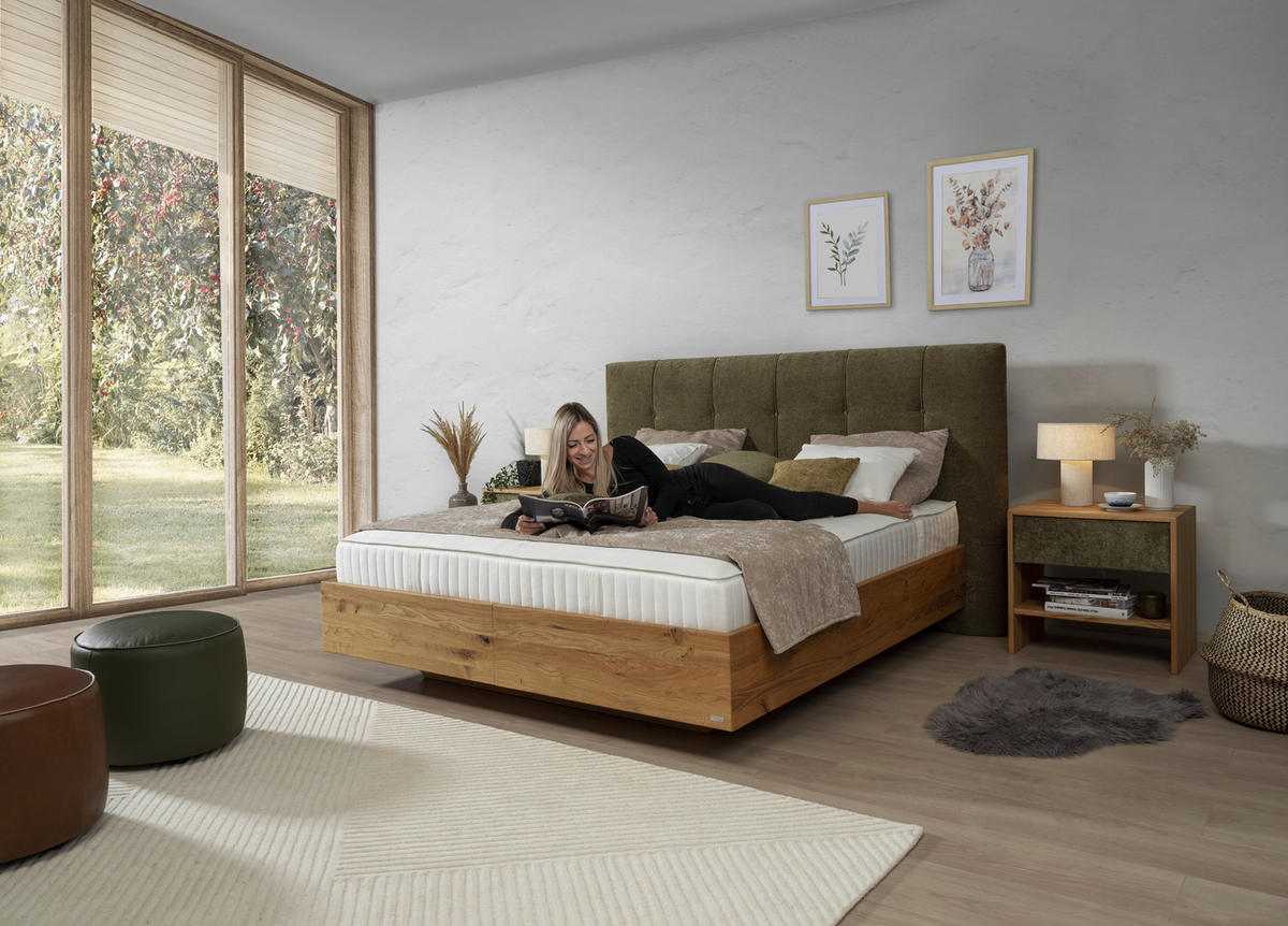 BOXSPRINGBETT 180/200 cm  in Waldgrün, Wildeiche  - Waldgrün/Wildeiche, Natur, Holz/Textil (180/200cm) - Valnatura