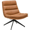 DESIGNSESSEL in Echtleder Cognac  - Cognac/Schwarz, Design, Leder/Metall (77/64,5/64,5cm) - Dieter Knoll