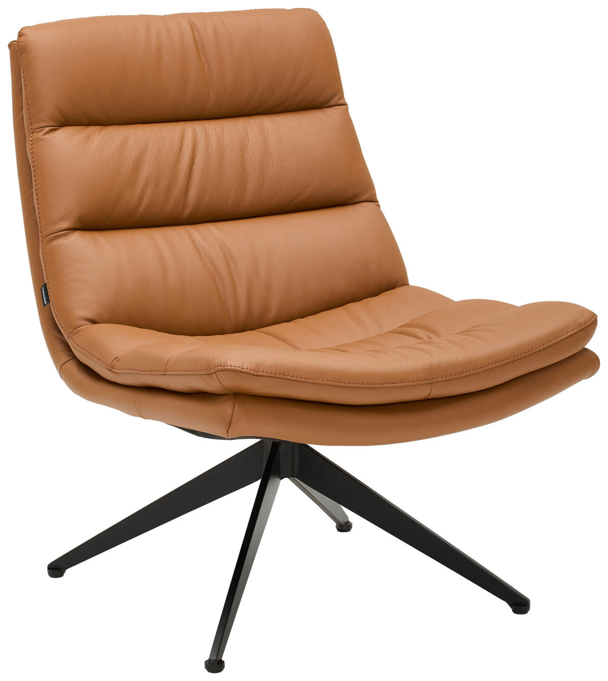 DIZAJNOVÉ KRESLO, kov, koža, koňaková - čierna/koňaková, Design, kov/koža (77/64,5/64,5cm) - Dieter Knoll