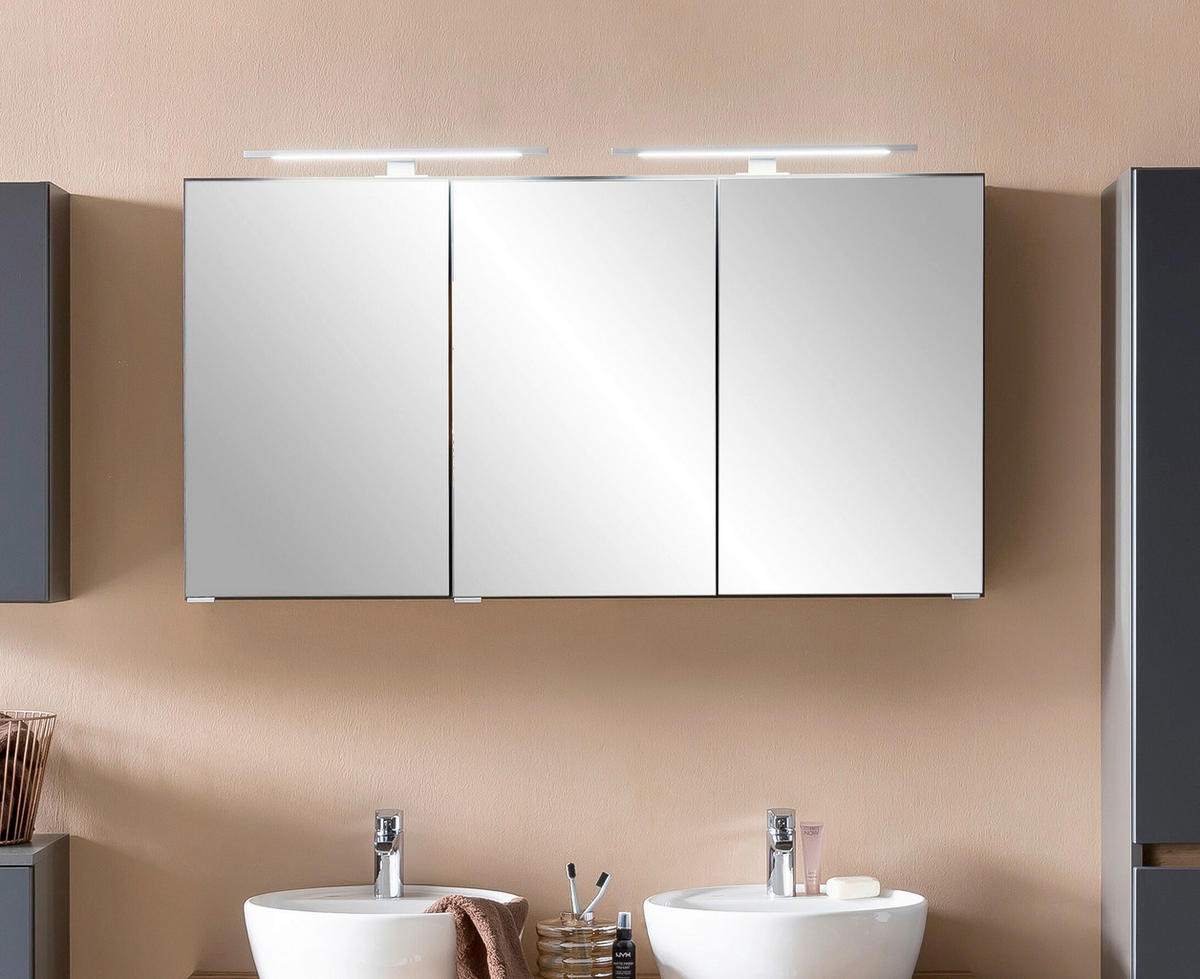 SPIEGELSCHRANK 120/64/20 cm  - Graphitfarben, Natur, Holzwerkstoff (120/64/20cm) - Xora