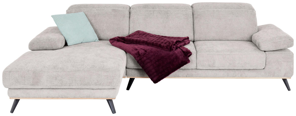 ECKSOFA ROYCE Perlmutt Struktur  - Perlmutt/Schwarz, MODERN, Textil/Metall (194/283cm) - MID.YOU