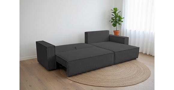 ECKSOFA inkl. Funktionen Dunkelgrau Cord  - Dunkelgrau/Schwarz, Design, Textil (267/141cm) - Xora