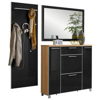 GARDEROBE 3-teilig  in 190/195/31 cm  - Eichefarben/Anthrazit, Design, Glas/Holz (190/195/31cm)