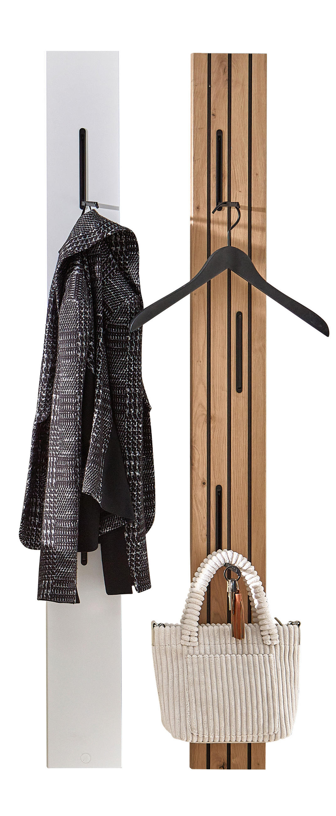 GARDEROBE  in 222/180/34 cm  - Weiss/Schwarz, Design, Glas/Holzwerkstoff (222/180/34cm) - Livetastic