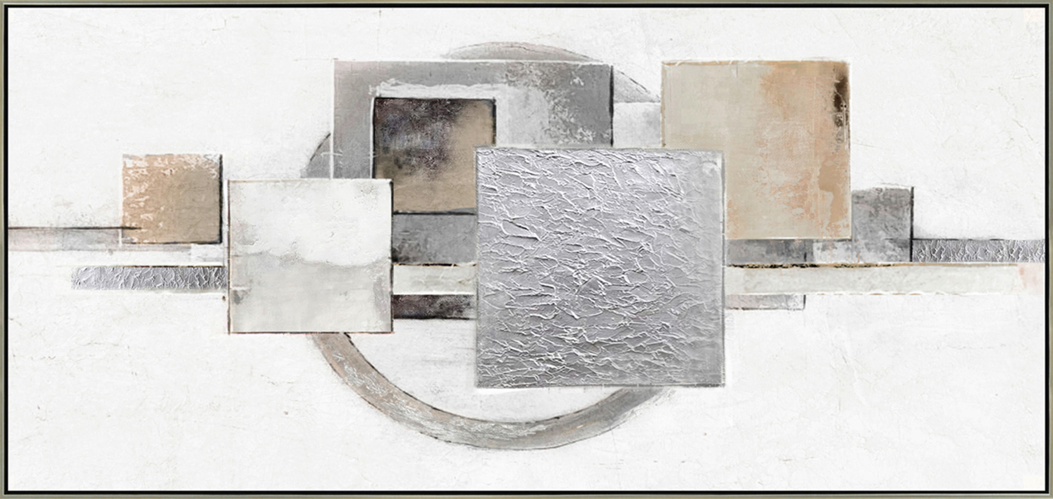 Monee OLEJOMAĽBA, abstraktné, 150/70 cm - strieborná, biela