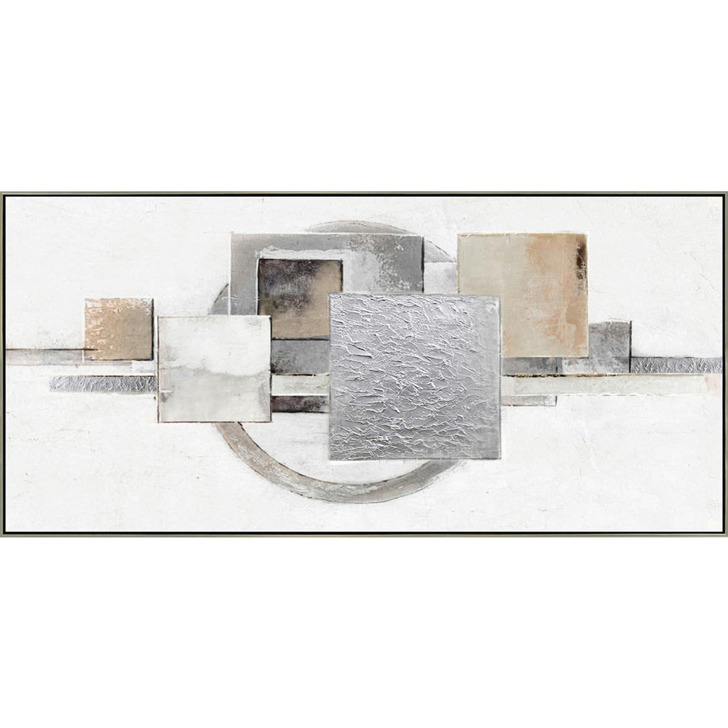 Monee OLEJOMAĽBA, abstraktné, 150/70 cm - strieborná, biela
