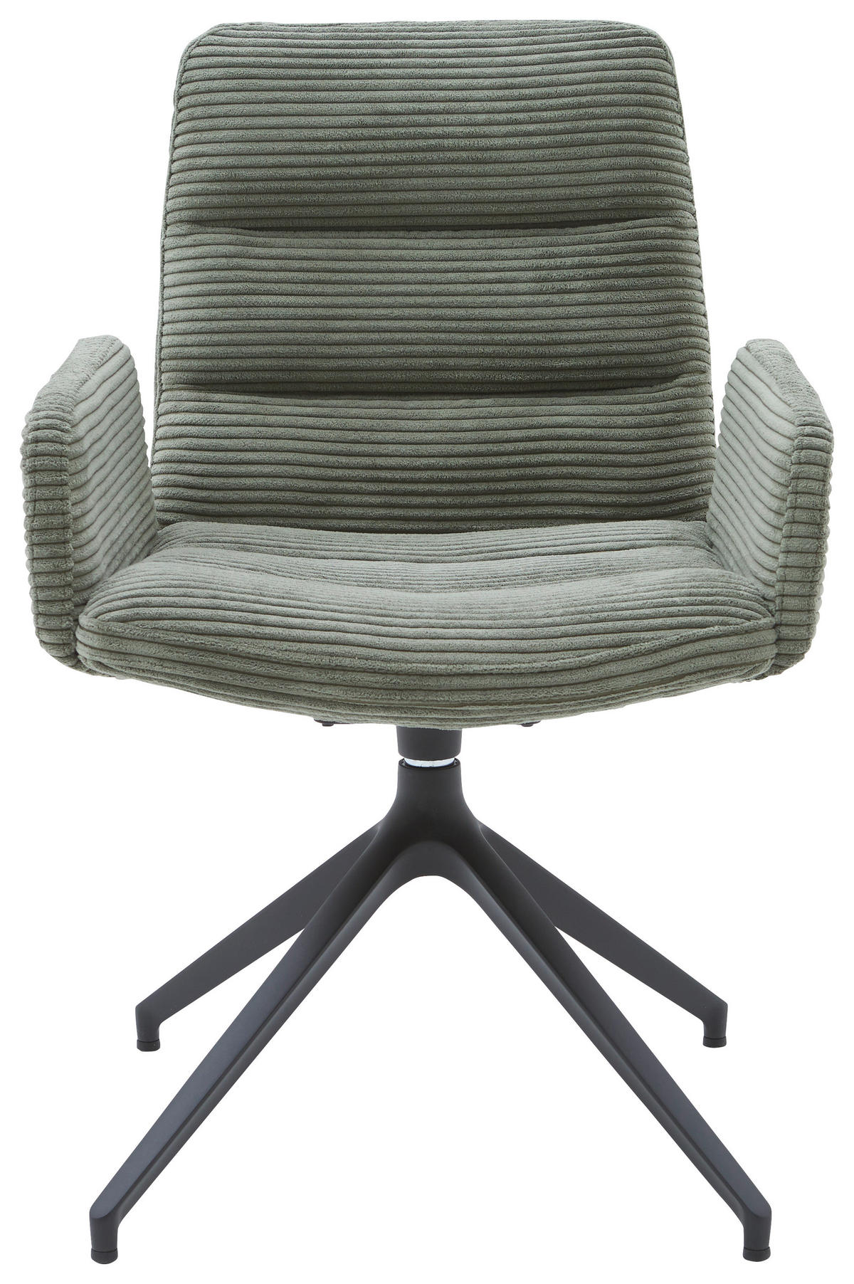 ARMLEHNSTUHL  Lederauswahl, Stoffauswahl, Sitzfläche 180° drehbar Cord  Graugrün  - Schwarz/Graugrün, Design, Textil/Metall (61/88/66cm) - Dieter Knoll
