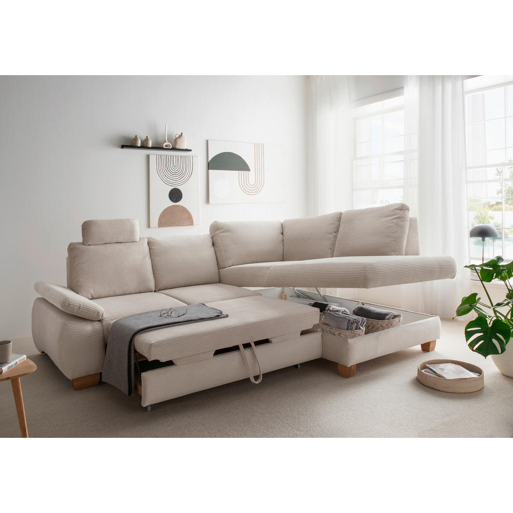Thumbnail - Livetastic Eckschlafsofa, Beige, Textil, 4-Sitzer, 261x206 cm, Liegefunktion, Rücken echt, Armteil links, Wohnzimmer, So...