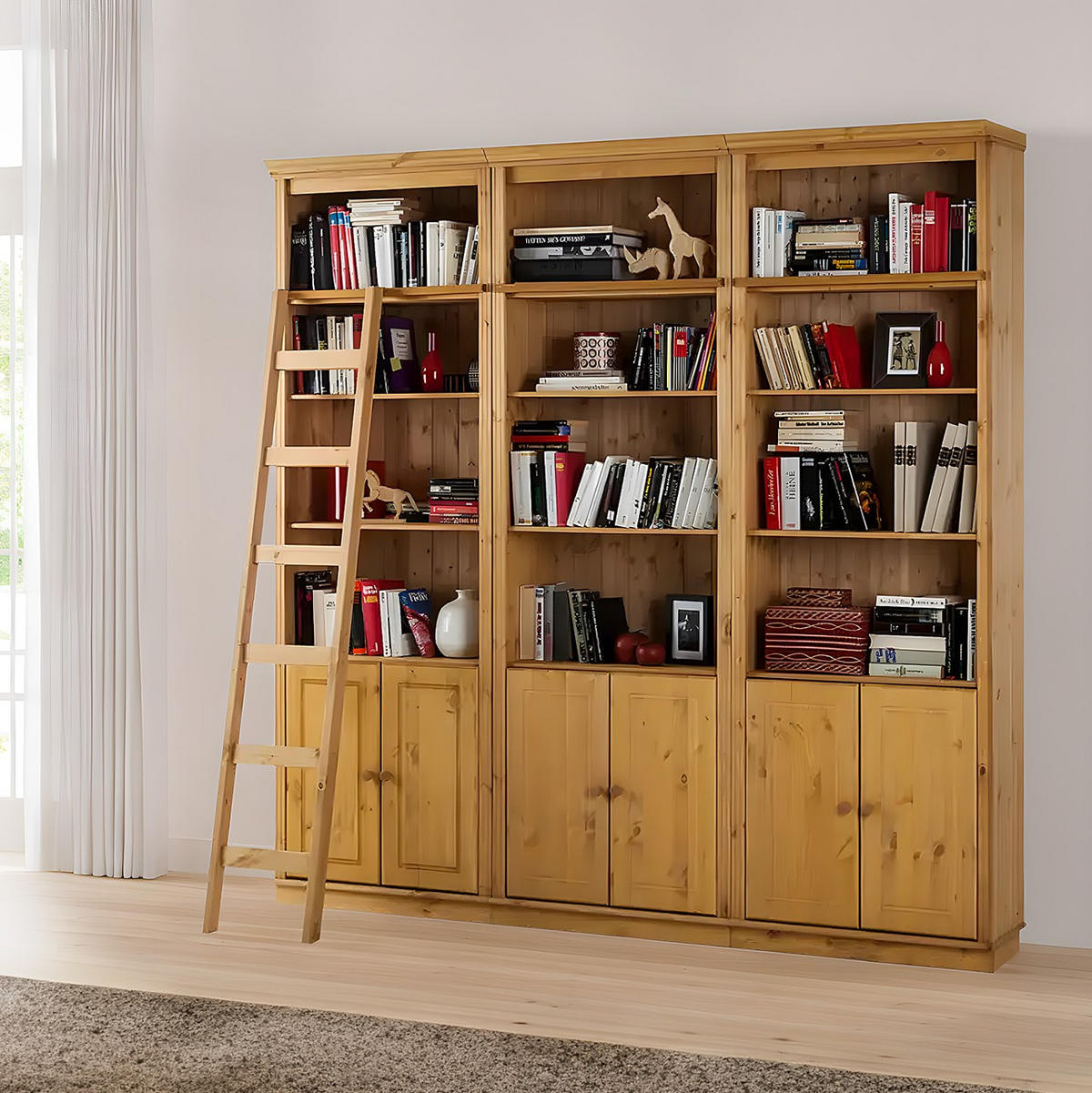 ANSTELLLEITER - Kieferfarben, Design, Holz (36/188/6cm) - Livetastic