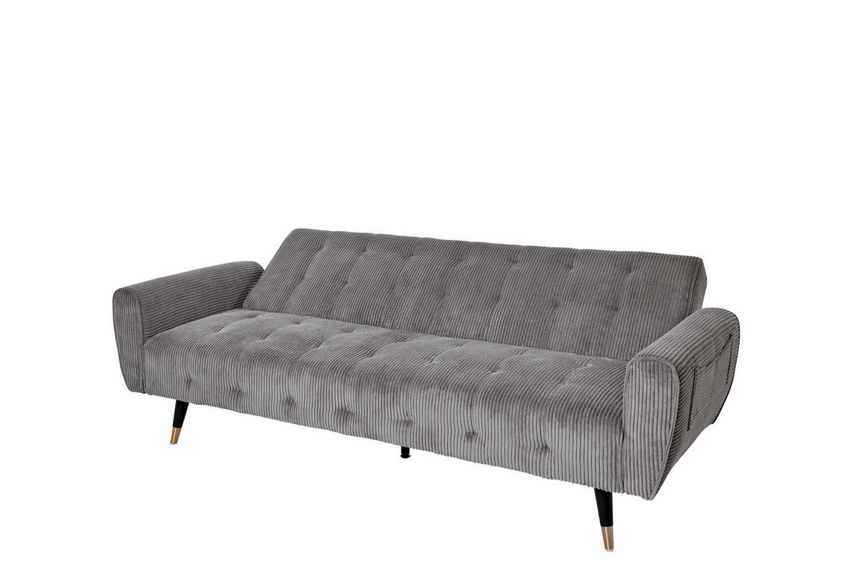 SCHLAFSOFA Cord Grau  - Goldfarben/Schwarz, MODERN, Holz/Textil (213/83/83cm) - Livetastic