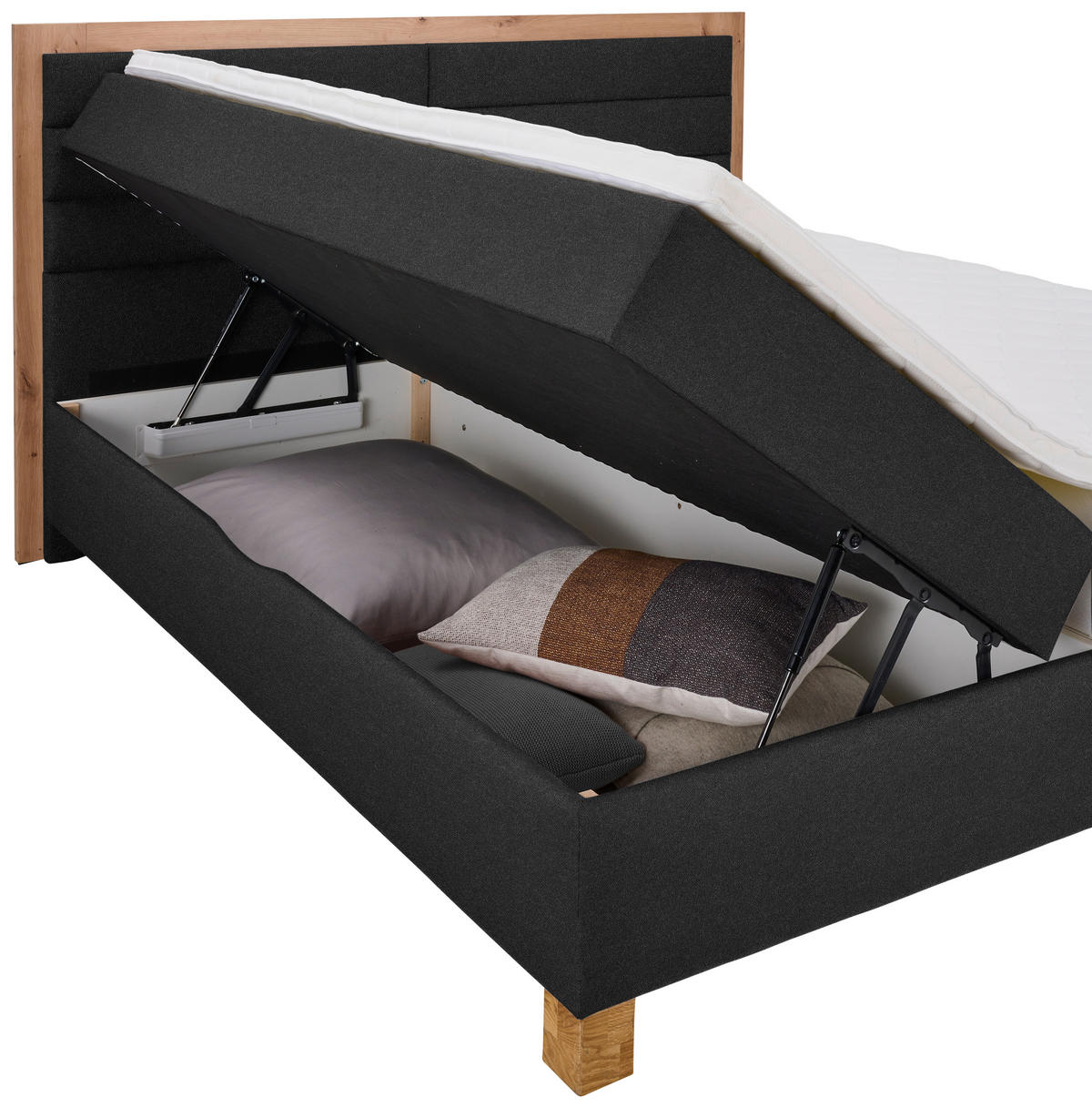 BOXBETT 180/200 cm  in Schwarz, Eiche Artisan  - Schwarz/Eiche Artisan, KONVENTIONELL, Holz/Holzwerkstoff (180/200cm) - Carryhome