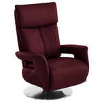 RELAXSESSEL in Leder Weinrot  - Edelstahlfarben/Weinrot, Design, Leder/Metall (78/112/85cm) - Cantus