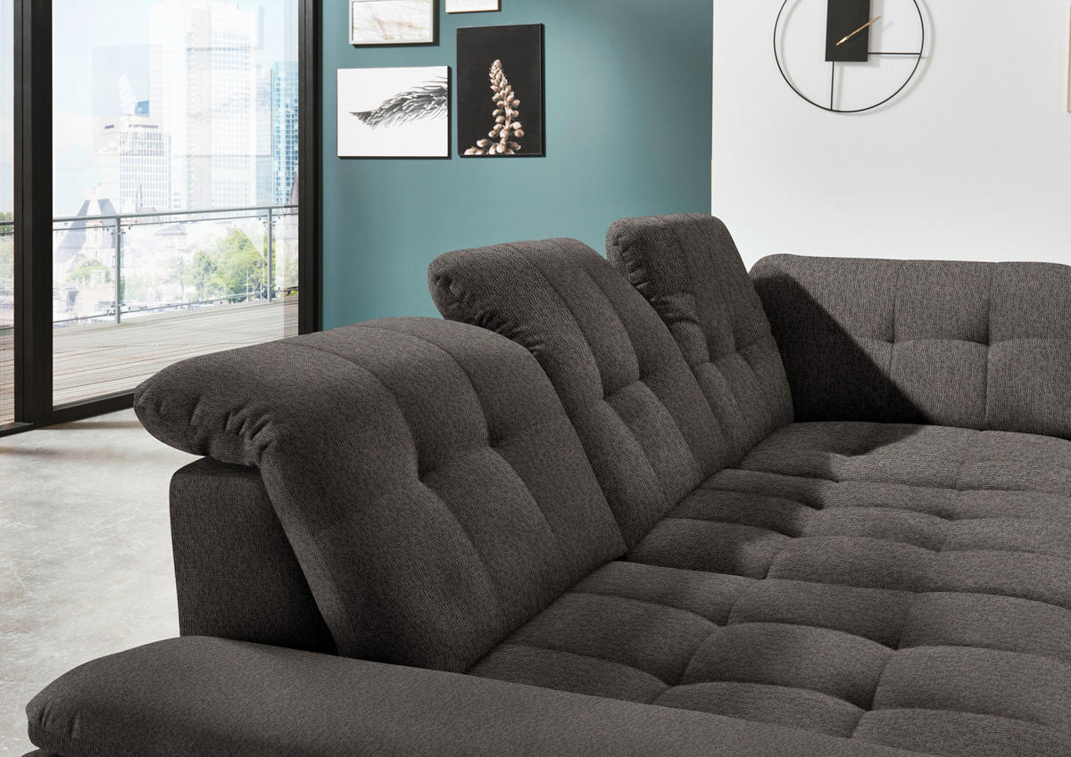 ECKSOFA in Chenille Anthrazit  - Chromfarben/Anthrazit, Design, Textil/Metall (310/260cm) - Beldomo Speed